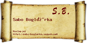 Sabo Boglárka névjegykártya